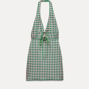 Zara Green and Pink Mini Dress